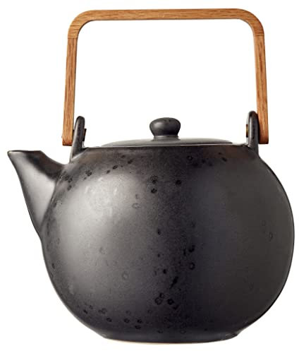 BITZ Teekanne, Kanne aus Steingut/Keramik für Tee, 1,2 Liter, Höhe 20 cm, Schwarz