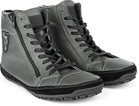 Magical Shoes Barfotaskor Alaskan, fodrade, för kvinnor och män, snörkängor, stövlar för vintern, minimalistiska halvstövlar, barfotastövlar, läderskor, vinterskor, minimala boots, GRÅ, 43 EU Bred