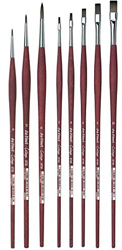 Davinci 8740 Serie College Pinsel-Set, eingezogen, braun/transparent, 2.4.6.8.10 und Da Vinci 8730 Serie Acryl Pinsel, 0.2.6,für Acryl-, Öl- und Gouache-Farben