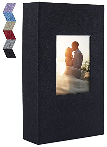 Vienrose 6x4 Photo Albums Slip In for 300 Photos Linen Cover Black Pages Photo Books Large Capacity Picture Albums for Valentine Wedding Christmas Birthday