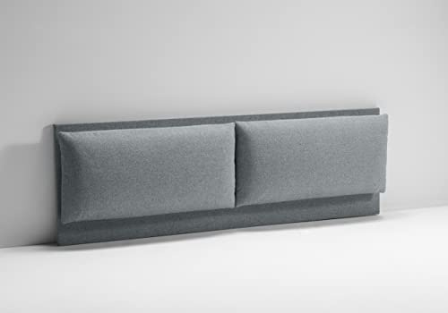 EVERGREENWEB - Testiera Letto una Piazza e Mezza Imbottita colore Grigio Elegante Testata Letto Maxi Cuscino da Parete in Tessuto Antimacchia, Incluso Kit di Montaggio GRATIS, Interno Puro Legno, ROMA