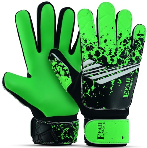 EFAH SPORTS Gants de gardien de but de football pour garçons, enfants, jeunes avec paume super adhérente