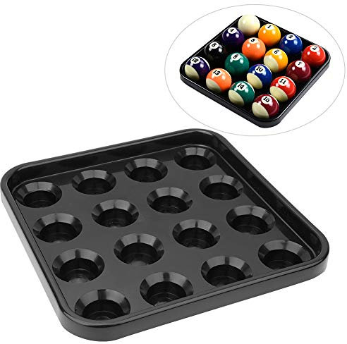 Buachois Billardkugel Tablett, Professionelles 16 Kugel Snooker Billardtisch Behälter Kasten Billard Halter Kugelplatten für Billardsalon, Schwarz