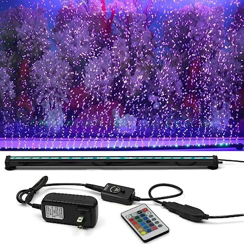 GOESWELL Fish Tank Aquarium Light: Submersible Fish Tank Light Waterproof with 24key Controller - 5050 LED RGB Color Changing Air Bubble Lamp for Underwater Aquarium Decoration 9/23cm