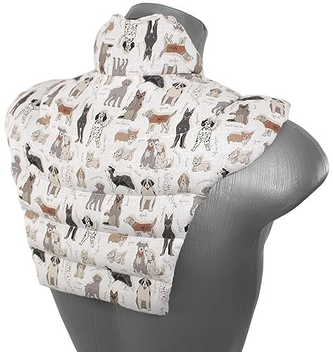 Nackenhörnchen HWS - Nacken + Schultern + Rücken - Rapssamenkissen - Nacken-Kissen Wärmekissen Bio Stoff Liebe Hunde, Raps