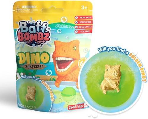 ZIMPLI - Bombe de Bain Surprise Dino, 6 Jouets Surprises Dinosaures à Collectionner, Jouet pétillant pour Enfants, Cadeau d'anniversaire pour garçons et Filles, Cadeau pour remplir Les Bas