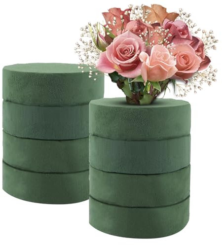 YAYODS 8 Stück Steckschaum - Rund Steckmasse 12 x 4 cm - Grün Steckmoos zum Basteln für Hochzeiten, Geburtstage, Feiern, Garten, Blumen-Deko