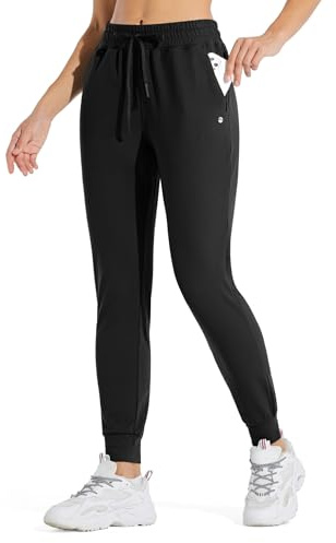 Willit Pantalones deportivos con forro polar para mujer, cálidos, pantalones térmicos para correr, para invierno, atléticos, senderismo, resistentes al agua, con bolsillos, Negro, M