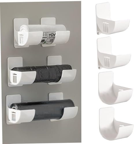 Soporte para bolsas de basura de 4pcs dispensador de bolsas de basura montado en la pared dispensador de bolsas de basura autoadhesivo impermeable soporte para bolsas de plástico de longitud ajustable