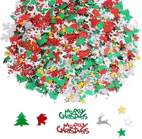 Konfetti Weihnachten,Weihnachts Streudeko weihnachten Streudeko,Weihnachtsdeko Streudeko Streuteile Weihnachten Deko,Weihnachtskonfetti für Weihnachtsdeko zum Basteln,Merry Christmas Tischdeko(30G)