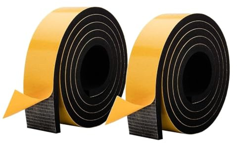 10M(5M*2 Rolls) Foam Rubber Tape Self Adhesive- 50mm Wide - 10mm Thick,High Density Neoprene Weather Strip,Gasket Seal,Anti-Vibration,Anti-Collision, Shockproof Insulation for Window Door Car