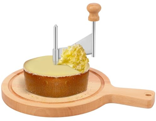 Alongen Cheese Curler,Rotary Cheese Shaver with Handle and Stainless Steel Blade Practical Cheese Slicer Multipurpose Cheese Wheel Cutter for Home Restaurant Cafe Dessert Store