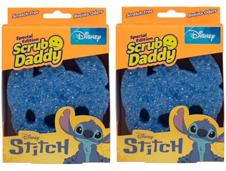 Scrub Daddy Disney Stitch Spülschwamm, Reinigungsschwamm Gesicht Form - Texturveränderung, Kratzfreier Schwamm Küche, Radierschwamm Schmutzradierer, Putzschwämme Spülmaschinenfest - 2er-Pack