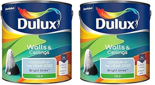 Dulux Walls & Ceilings Silk Emulsion Paint - Bright Skies - 2.5 Litre (5599871) (Pack of 2)