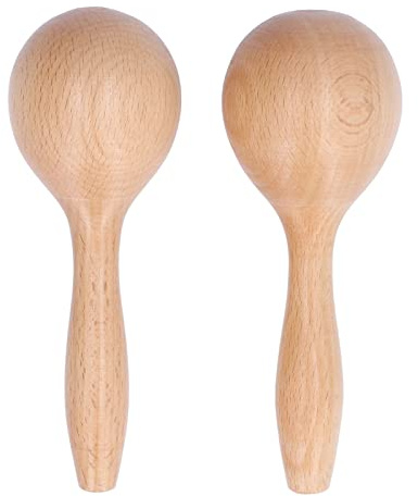 Per Maracas, 2 pcs strumento a percussione a mano, chiaro suono lucido, materiale in legno di faggio 14x5x5cm, per le feste