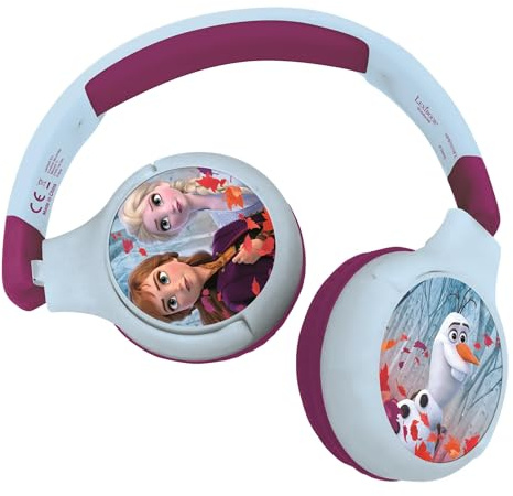 LEXIBOOK, Disney Frozen, 2-in-1 Bluetooth Headphones for Kids, stereo Wireless Wired, Kids safe for Boys Girls, Foldable, Adjustable, blue/purple, HPBT010FZLXB