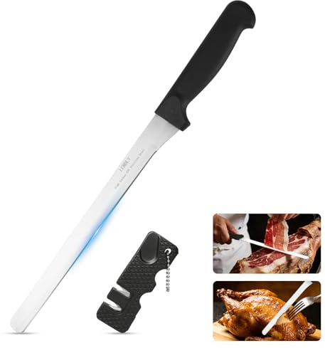 LenDLY Carving Knife & Slicing Knife - Professional Sharp High Carbon Stainless Steel Blade, Ergonomic Plastic Handle - For Roasts, Turkey, Sashimi, Ham & Meat (S)