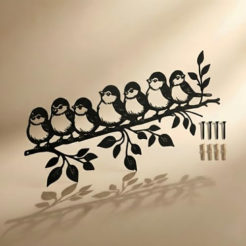 BGJJGT Metal Garden Wall Art Black Birds Iron Ornaments for Outdoor