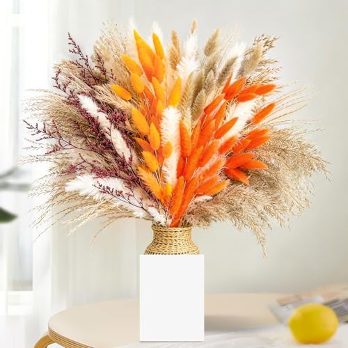 Yiomxhi 100 Pezzi Pampas Decorativi Naturale, Bouquet Fiori Secchi, Erba Essiccati Pianta per Rustico Boho Tavola Casa Matrimoni Decorazioni Autunnali