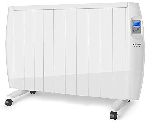 Taurus Tallin 2000 2000-Emisor térmico. 2000W. Sin fluidos. Tecnología Seca. Temperatura Ajustable. 2 Modos. Bajo Consumo. Programable. Incluye Ruedas y Soporte Pared. Blanco, W, Acero