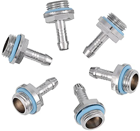 PC Vattenkylningssystem, 6 St Tvåtryckskoppling G1/4 Gängad Hulling Fitting Anslutningsrör för Dator Vattenkylningssystem (11 mm)