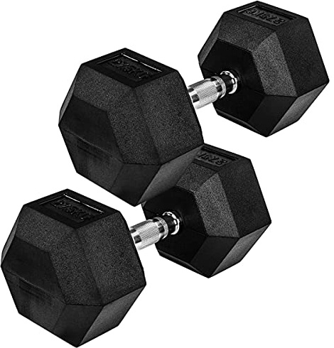 MOVIT Ensemble d'Haltères Courts - 2 x 27,5kg, Hexagone, Haute Qualité - Kit Musculation, Fitness, Gym