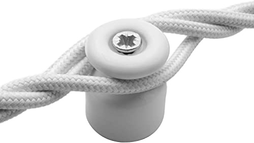 Amarcords - Fermacavo con viti e tasselli. 10 isolatori vintage in porcellana di colore bianco per installazioni di cavi treccia a parete.