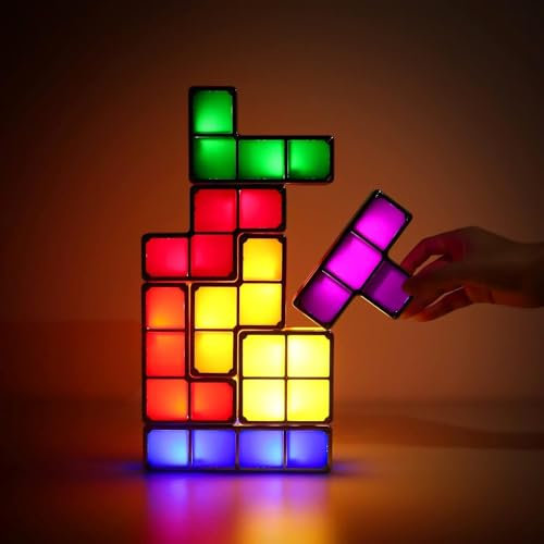 WREWING Light, LED Luce Notturna Impilabile 7 Colori Blocco Induzione Lampada da Scrivania 3D DIY Magic Block Puzzle Giocattoli Bambini Teen Camera Decorazione Interna (Lights)