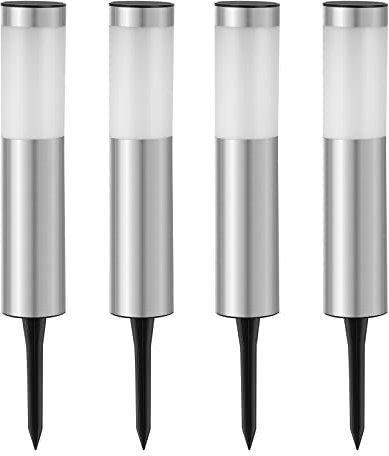 Heinstian Solar Gartenleuchte Warmweiß LED Gartenleuchten Outdoor IP65 Wasserdicht Edelstahl Solarlampen für Terrasse, Rasen, Garten Hofwege und Wege (4 Stück)
