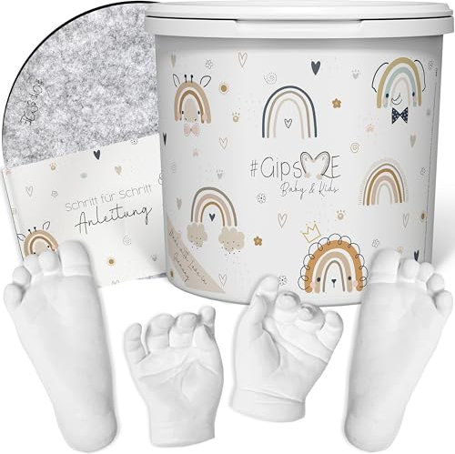 GipsME 3D Gipsabdruck Set Baby Hand und Fuß | Einzigartige Erinnerung | Handabdruck oder Fußabdruck | Geschenke Geburt oder Taufe | Babygeschenke