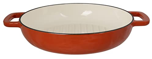 Cosy & Trendy Fontestic Grillpfanne Gusseisen | Bratpfanne 28 cm | Rost | H: 6 cm | Innen weiß emaillierte Steakpfanne | Für alle Herdarten, Induktion & Grill | Backofenfest bis 240°C