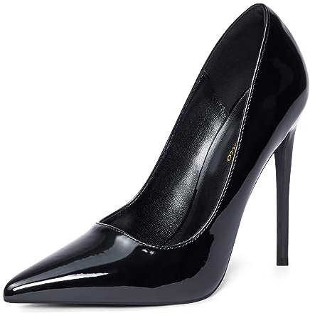 Elisabet Tang Women Pumps, Pointed Toe High Heel 4.7 inch/12cm Party Stiletto Heels Shoes All Black Size 9.5