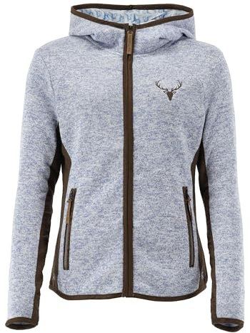 OS Trachten Damen Strickfleecejacke Freizeitjacke Übergangjacke mit Kapuze Zumgu, Größe:46, Farbe:hellblau/bleu