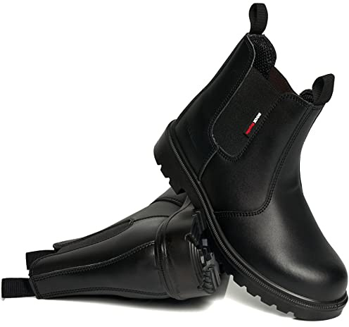 Rock Reptile MENS DEALER BOOTS TWIN GUSSET CHELSEA LIGHTWEIGHT LEATHER SAFETY WORK STEEL TOE CAP SHOES SIZE (Black, uk_footwear_size_system, adult, men, numeric, medium, numeric_9)
