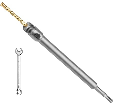 SDS Plus - Extensión de vástago para brocas (450 mm de longitud, con rosca M22, incluye broca centradora