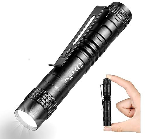 flintronic Torcia LED Portatile 3W-100 Lumen Mini LED - Luce Emergenza o Lavoro Tascabile in Alluminio, Impermeabile Torcia a Penna flashlight per Escursione di Campeggio