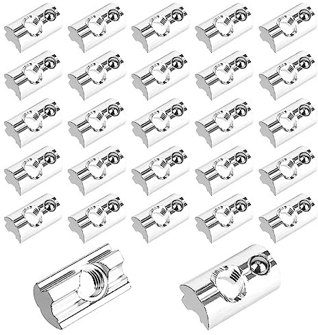 Nutensteine M8 25 Stück T-Nutmuttern, Aluminium Nutsteine, T-Nutmuttern Mit Edelstahl-Federkugel zur Modul Montage Solarmodul Halterung von 40x40 Aluminiumprofile