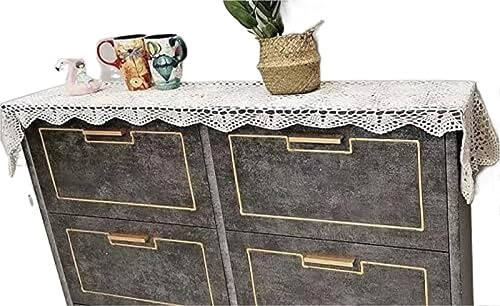 DHAEY Caminos de Mesa de Encaje de Ganchillo Hechos a Mano de algodón, Mantel Rectangular, tapete, tapetes, tocador, Bufanda, decoración (Color : White, Size : 15x27 Inch)