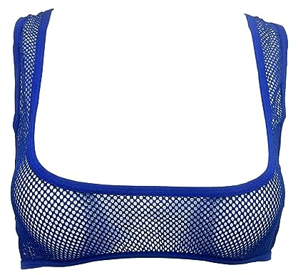 ZUYPSK Soutien-gorge en maille transparente pour femme - Bustier bralette haut bikini maillot de bain top sous-vêtement lingerie gogo clubwear, bleu, taille unique