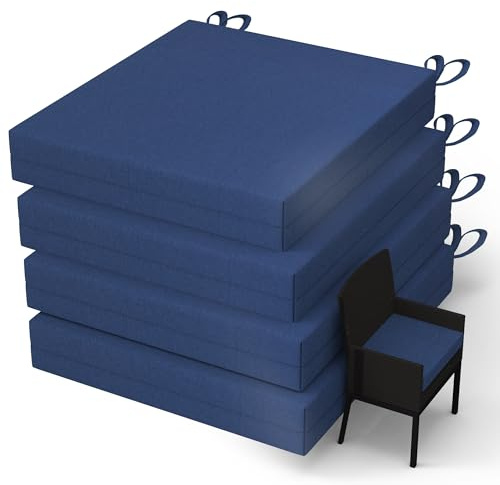 WOLKI Outdoor Cushions for Patio Furniture Set of 4, 18.5 x 16 x 3 Waterproof Seat Cushions Thick Chair Pads for Garden, Patio, Dining