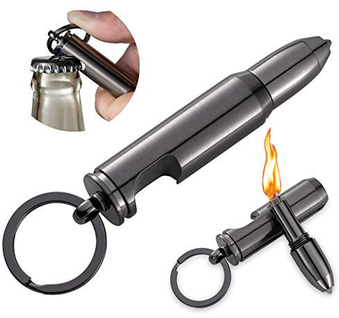 Ultraray Eternal Match Accendino, Portachiavi per Accendino a Pietra focaia, Accendino Ovunque, Accendino a Benzina, Accendino Flintstones, Fantastico Ciondolo Accendino (2 Pezzi)