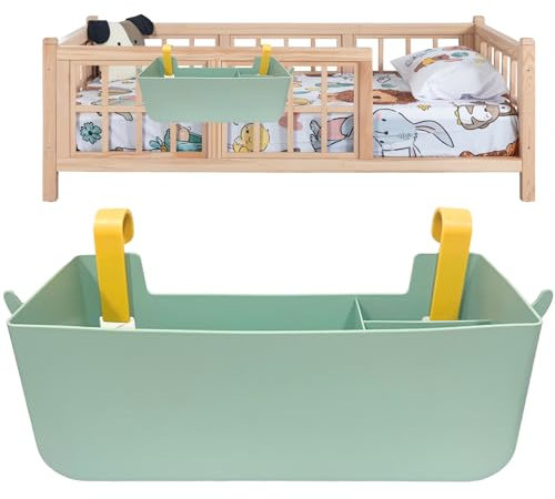 Starfa - Organizzatore fasciatoio, organizer da appendere al letto con 2 ganci per lettino, libreria, dormitorio (verde)