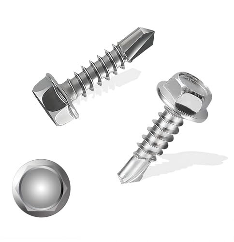 HXJDAM 150 Pcs Trapezblechschrauben Selbstschneidende Schrauben M4,8x19mm 410 Edelstahl Blechschrauben Sechskant Spenglerschrauben Bohrschrauben Edelstahl Metalldachschrauben