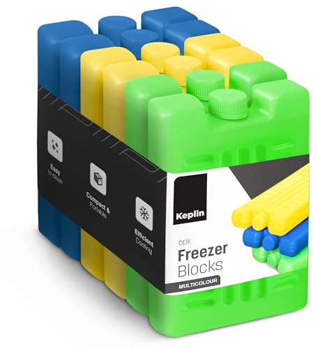 KEPLIN Freezer Ice Blocks (6 Pack), Large Multicolour, Reusable & Portable