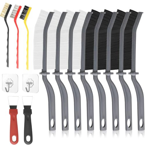 ZDNT 17 Pièces Brosse de Nettoyage des Interstices,Brosse Nettoyage Salle de Bain,Brosse Joint Carrelage,Brosse de Nettoyage à Poils Durs pour Rainure Fenetre, Salle de Bain, Toilettes, Cuisine