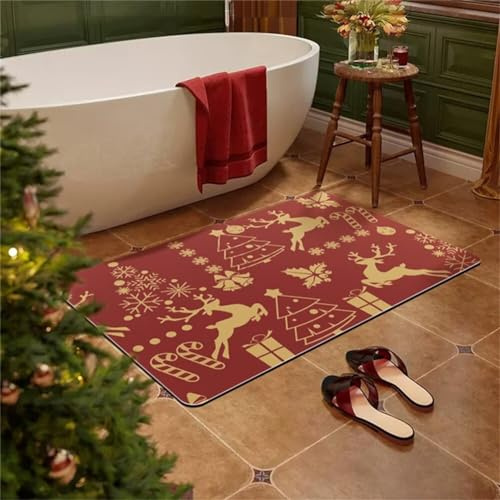 Tappeto Bagno Pietra, Tappetino Bagno Antiscivolo, Tappetino Super Assorbente, Tappeto Doccia Assorbente Tappetini Bagno Cucina Stone Bath Mat, Tappeto Tappeti per Bagno, Natale 100x150cm