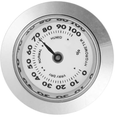 KOMBIUDA Pequeño higrómetro analógico para humidor higrómetro mecánico para caja de puros medidor de humedad preciso para cajas de vino violin diseño elegante