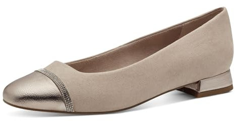 MARCO TOZZI Damen Ballerinas mit Glitzerdetails Kleiner Absatz, Beige (Dune Comb), 39 EU