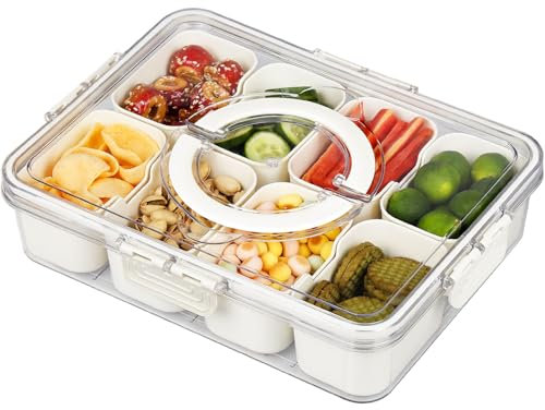 Greentainer Snack Schalen Dish mit Deckel |Servierplatte Set mit 8 Schalen- Wiederverwendbar Servierschalen & Auslaufsicher Serving Tray-Quadrat Snack Teller für Veggie Obst Candy Gemüse