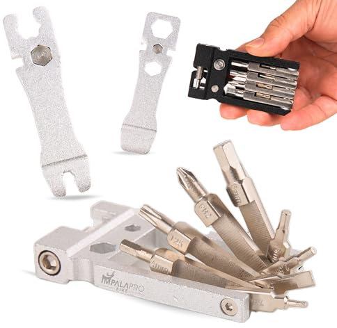 IMPALAPRO Multitool Fahrrad 20-in-1 Kompakt und Ultraleicht (117,5g) Chrom-Vanadium (CRV) - Fahrrad Tool Set für Unterwegs - Fahrradtools für Unterwegs - Fahrrad Multitools (Silber)